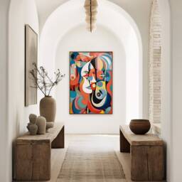 Woman's Kiss Abstract Art Print. Picasso Style, Colorful Pop - thumbnail 3