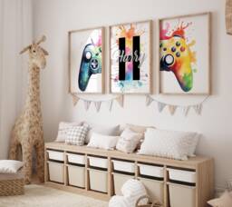 Set Of 3 Gaming Wall Prints, Colourful Personalised Print, Gamer Poster, Boys Art, Bedroom Print Man Cave 2821 - thumbnail 1