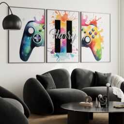Set Of 3 Gaming Wall Prints, Colourful Personalised Print, Gamer Poster, Boys Art, Bedroom Print Man Cave 2821 - thumbnail 2