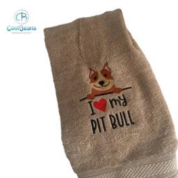 Pit Bull Dog Towel - Personalised Face Cloth/Hand Bath Embroidered - thumbnail 1