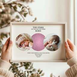 Custom Twins Star Map Print Personalised Baby Birth Gift - thumbnail 3