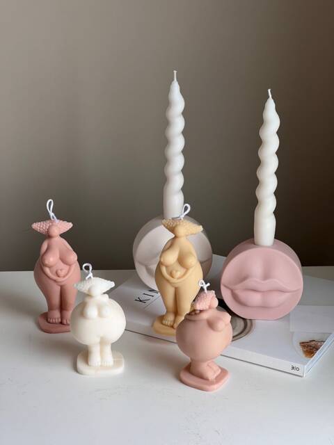Curvy Body Soy Candle Handmade Woman Torso Sculpture - image 1