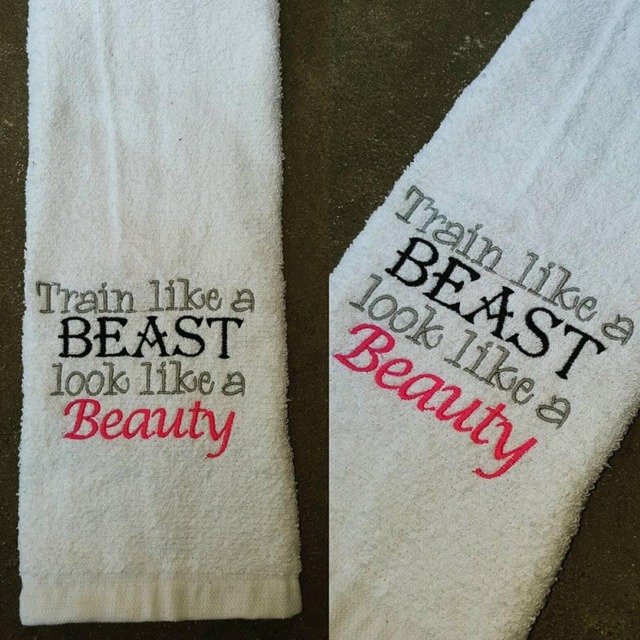 Train Like Beast, Look A Beauty Sweat Towel, Gym Motivational Gifts, Custom Towels, Personalized Gifts - image 1
