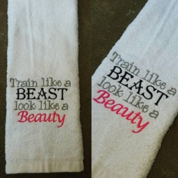 Train Like Beast, Look A Beauty Sweat Towel, Gym Motivational Gifts, Custom Towels, Personalized Gifts - thumbnail 1