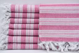 "Turkishdowry, Turkish Towel, Pink & White Towel, Thin Peshtemal Towel, Towels, Wholesale Towel, Striped Towel, Bath Towel, 32""x65"