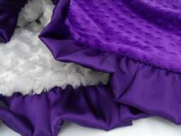Personalized Deep Purple & Gray Minky Hide Baby Blanket