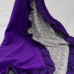 Personalized Deep Purple & Gray Minky Hide Baby Blanket - thumbnail 2