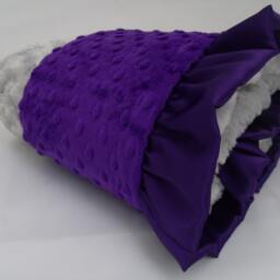 Personalized Deep Purple & Gray Minky Hide Baby Blanket - thumbnail 3