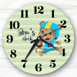 Monkey Rugby Player Boys Room Custom Gift Personalised Clock - thumbnail 1