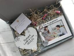 Personalised Congratulations Engagement Photo Frame Wooden Plaque Gift Hamper Set Keepsake Letterbox - thumbnail 1