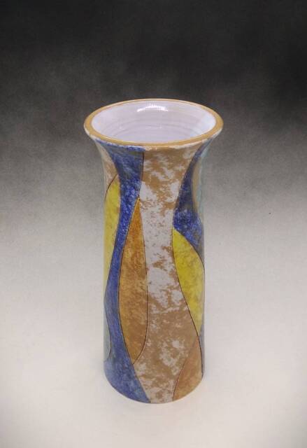 Flower Vase Made On The Wheel & Decorated With Technique Of Engobe Metal Oxides. It Is A Unique Signed Piece. 27.5 cm High - image 1