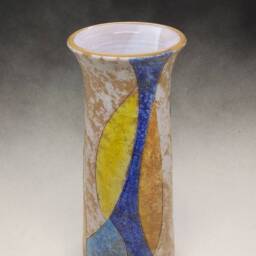 Flower Vase Made On The Wheel & Decorated With Technique Of Engobe Metal Oxides. It Is A Unique Signed Piece. 27.5 cm High - thumbnail 2