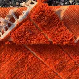 Orange Moroccan Rug, Shag Vibrant Hand Tufted Custom Made Carpet, Large Area Rug - thumbnail 4