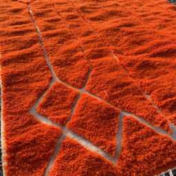 Orange Moroccan Rug, Shag Vibrant Hand Tufted Custom Made Carpet, Large Area Rug - thumbnail 3