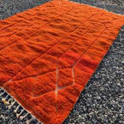 Orange Moroccan Rug, Shag Vibrant Hand Tufted Custom Made Carpet, Large Area Rug - thumbnail 2