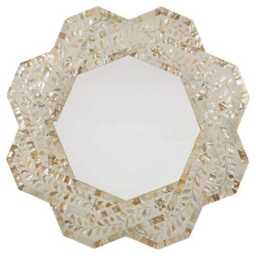 Mother Of Pearl Inlay 8 Corner Grey Floral Pattern Mirror Frame With Complimentary - thumbnail 4