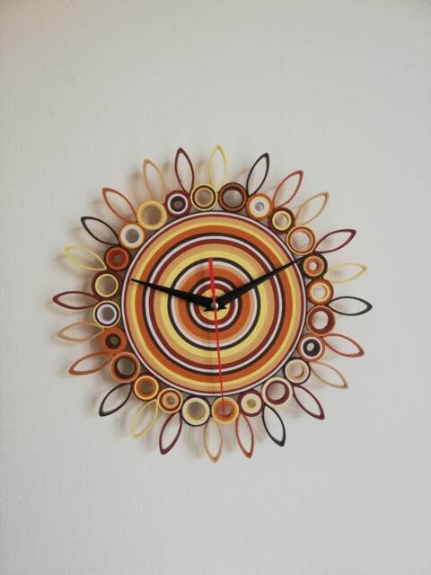 Wall Clock, Paper Anniversary Gift, Unique Quilling Art - image 1