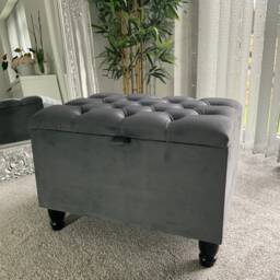 Handmade Emerald Storage Ottoman Footstool Coffee Table Pouffe Bench Chesterfield Declutter Living Space - thumbnail 2