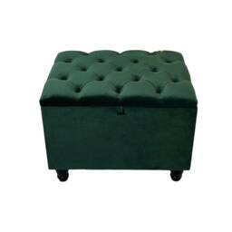 Handmade Emerald Storage Ottoman Footstool Coffee Table Pouffe Bench Chesterfield Declutter Living Space - thumbnail 3