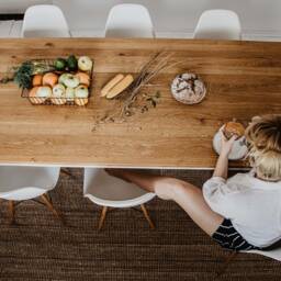 steel Frame Kitchen Table, Table With White Legs, Oak Wood Top, Dining Bar Desk Basic Tre Ii - thumbnail 2