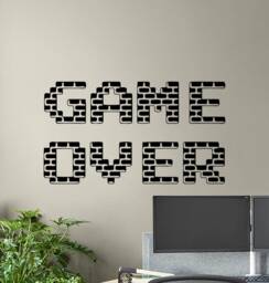Game Over Wall Decal Gamer Poster Gaming Sign Quote Playroom Vinyl Sticker Home Print Mural Gift Video Pixel Decor Art 4-88 - thumbnail 1