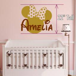 Minnie Mouse Name Wall Decal Bow Head Ears Vinyl Decals Sticker Custom Personalized Baby Girl Decor Nursery Room X11 - thumbnail 3