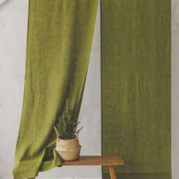 Forest Green Linen Noren Curtain, Handcrafted Japanese Room Divider, Elegant & Natural Home Decor, Eco-Friendly Doorway Curtain - thumbnail 4