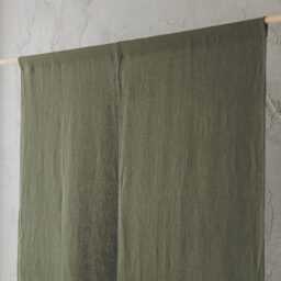 Forest Green Linen Noren Curtain, Handcrafted Japanese Room Divider, Elegant & Natural Home Decor, Eco-Friendly Doorway Curtain - thumbnail 3