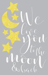 Yellow Stars Nursery Art Print Moon & Back, Gender Neutral Decor - thumbnail 3
