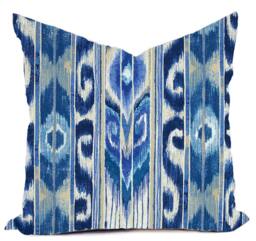 Outdoor Pillows Or Indoor Custom Cover - Shades Of Blue Royal Cobalt White Contemporary Modern Patio Throw 18x18, 16x16 - thumbnail 1