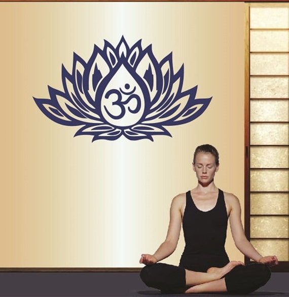 In-Style Decals Wall Vinyl Decal Home Decor Art Sticker Lotus Flower With Om Symbol Meditation Yoga Studio Room Removable Mural Design 1353 - image 1
