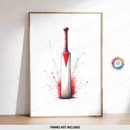 Personalised Cricket Wall Art - Set Of 3 Posters - Boys Bedroom Decor Kids Room Prints Red White Cricketer Artwork Custom Teen Gifts - thumbnail 3