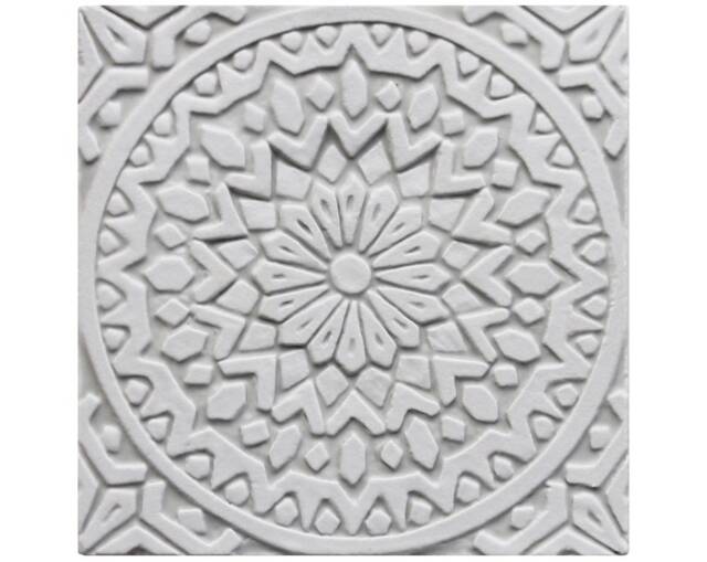 Handmade Moroccan Ceramic Tile Grey & White Wall Art - 20cm/7.9 - image 1