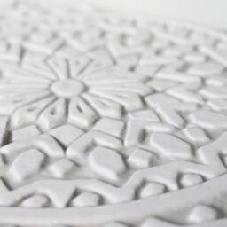 Handmade Moroccan Ceramic Tile Grey & White Wall Art - 20cm/7.9 - thumbnail 3