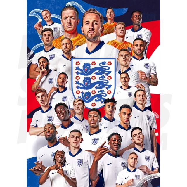 England Men's Football Team Squad 24/25 Player Montage Poster - Officially Licensed Product - image 1