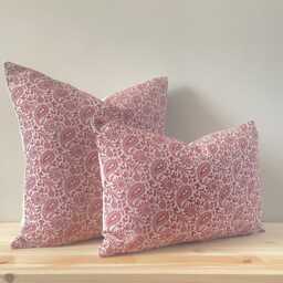 Jaya - Red Paisley Abstract Pattern Linen Modern Farmhouse Cushion Covers - thumbnail 2