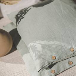 Linen Deco Pillowcase, Home Textiles, Throw Pillow Cover, Coconut Buttons Closure Cushion Organic Handmade Gift - thumbnail 2