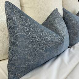 Blue Designer Fabric Cushion Cover Handmade Rectangle Pillow, 12x20 - thumbnail 3