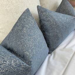 Blue Designer Fabric Cushion Cover Handmade Rectangle Pillow, 12x20 - thumbnail 2