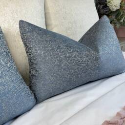 Blue Designer Fabric Cushion Cover Handmade Rectangle Pillow, 12x20