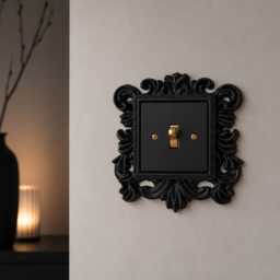Gothic Filigree Light Switch Frame Surround - Resin Black Or Hand-Painted Finish UK Standard - thumbnail 1