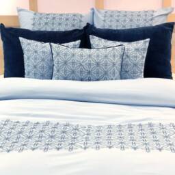 King, Queen & Twin Size Blue Decorative Duvet Cover Set, Velvet Embroidery, Geometric Modern - Embrodiery - thumbnail 1