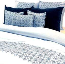 King, Queen & Twin Size Blue Decorative Duvet Cover Set, Velvet Embroidery, Geometric Modern - Embrodiery - thumbnail 2