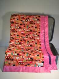 Sushi Baby Blanket With Pink Satin Border