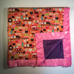 Sushi Baby Blanket With Pink Satin Border - thumbnail 3