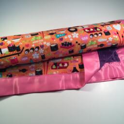 Sushi Baby Blanket With Pink Satin Border - thumbnail 4