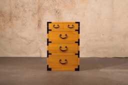 Japanese Style Night Stand, Hand Made With Solid Kiri Wood. - Kb20 - thumbnail 1