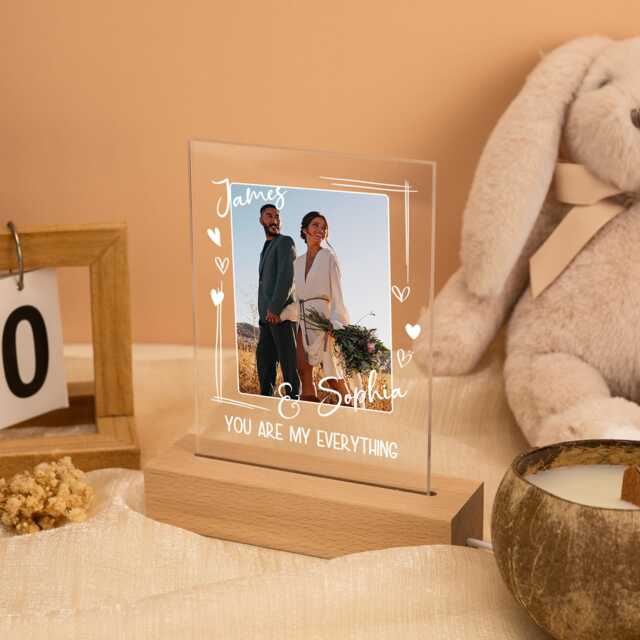 Custom Photo Led Night Light For Couple Gift Personalized Lamp, Custom Keepsake Gift, Engagement Anniversary Present - image 1