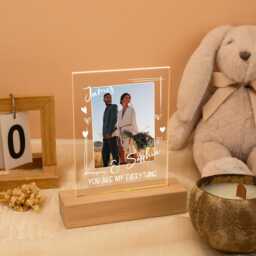Custom Photo Led Night Light For Couple Gift Personalized Lamp, Custom Keepsake Gift, Engagement Anniversary Present - thumbnail 2