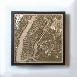 Laser Cut New York Wooden Map - 3D Minimalist Framed Wall Art - thumbnail 1